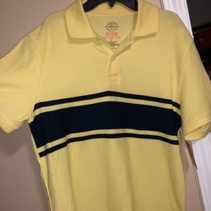 yellow and blue striped polo